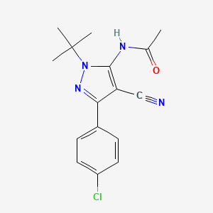 molecular formula C16H17ClN4O B2510387 N-[1-(叔丁基)-3-(4-氯苯基)-4-氰基-1H-吡唑-5-基]乙酰胺 CAS No. 955962-39-7