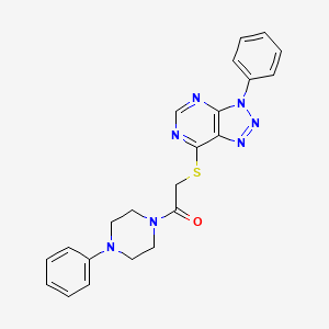 molecular formula C22H21N7OS B2510389 2-((3-phenyl-3H-[1,2,3]triazolo[4,5-d]pyrimidin-7-yl)thio)-1-(4-phenylpiperazin-1-yl)ethanone CAS No. 887216-66-2