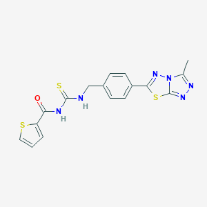 molecular formula C17H14N6OS3 B251039 N-[4-(3-methyl[1,2,4]triazolo[3,4-b][1,3,4]thiadiazol-6-yl)benzyl]-N'-(2-thienylcarbonyl)thiourea 