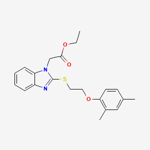 molecular formula C21H24N2O3S B2510400 Ethyl 2-{2-[2-(2,4-dimethylphenoxy)ethylthio]benzimidazolyl}acetate CAS No. 920116-80-9