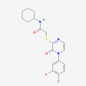molecular formula C18H19F2N3O2S B2510407 N-cyclohexyl-2-[4-(3,4-difluorophenyl)-3-oxopyrazin-2-yl]sulfanylacetamide CAS No. 900007-78-5