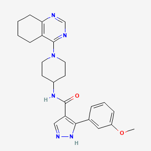 molecular formula C24H28N6O2 B2510412 3-(3-methoxyphenyl)-N-(1-(5,6,7,8-tetrahydroquinazolin-4-yl)piperidin-4-yl)-1H-pyrazole-4-carboxamide CAS No. 1903283-24-8