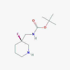molecular formula C11H21FN2O2 B2510417 tert-butyl N-{[(3R)-3-fluoropiperidin-3-yl]methyl}carbamate CAS No. 2202263-12-3