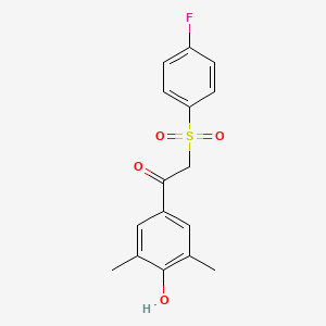molecular formula C16H15FO4S B2510422 2-[(4-Fluorophenyl)sulfonyl]-1-(4-hydroxy-3,5-dimethylphenyl)-1-ethanone CAS No. 339100-34-4