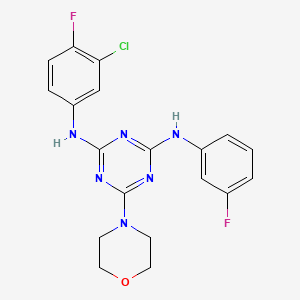 molecular formula C19H17ClF2N6O B2510423 N2-(3-chloro-4-fluorophenyl)-N4-(3-fluorophenyl)-6-morpholino-1,3,5-triazine-2,4-diamine CAS No. 898630-26-7