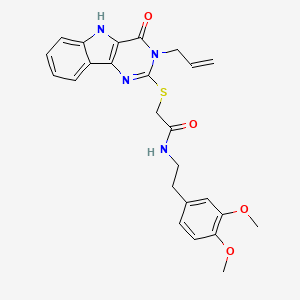 molecular formula C25H26N4O4S B2510425 2-((3-allyl-4-oxo-4,5-dihydro-3H-pyrimido[5,4-b]indol-2-yl)thio)-N-(3,4-dimethoxyphenethyl)acetamide CAS No. 888449-34-1