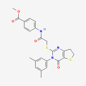 molecular formula C24H23N3O4S2 B2510426 Methyl 4-(2-((3-(3,5-dimethylphenyl)-4-oxo-3,4,6,7-tetrahydrothieno[3,2-d]pyrimidin-2-yl)thio)acetamido)benzoate CAS No. 877653-74-2