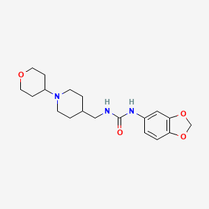 molecular formula C19H27N3O4 B2510429 1-(苯并[d][1,3]二氧杂环-5-基)-3-((1-(四氢-2H-吡喃-4-基)哌啶-4-基)甲基)脲 CAS No. 2034571-59-8