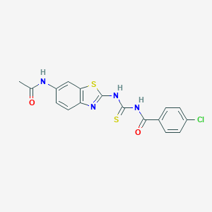 molecular formula C17H13ClN4O2S2 B251043 N-{[6-(acetylamino)-1,3-benzothiazol-2-yl]carbamothioyl}-4-chlorobenzamide 