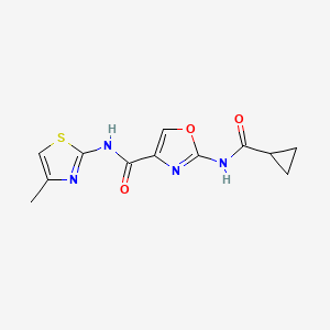 molecular formula C12H12N4O3S B2510433 2-(cyclopropanecarboxamido)-N-(4-methylthiazol-2-yl)oxazole-4-carboxamide CAS No. 1396784-29-4