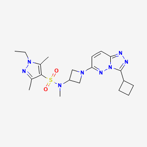 molecular formula C20H28N8O2S B2510434 N-(1-(3-环丁基-[1,2,4]三唑并[4,3-b]哒嗪-6-基)氮杂环丁烷-3-基)-1-乙基-N,3,5-三甲基-1H-吡唑-4-磺酰胺 CAS No. 2309552-41-6