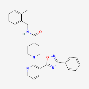 N-(2-methylbenzyl)-1-(3-(3-phenyl-1,2,4-oxadiazol-5-yl)pyridin-2-yl)piperidine-4-carboxamide