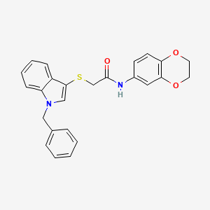 2-(1-benzylindol-3-yl)sulfanyl-N-(2,3-dihydro-1,4-benzodioxin-6-yl)acetamide