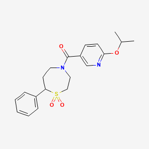 molecular formula C20H24N2O4S B2510452 (1,1-二氧化-7-苯基-1,4-噻氮杂环-4-基)(6-异丙氧基吡啶-3-基)甲酮 CAS No. 2034303-94-9