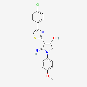 molecular formula C20H16ClN3O2S B2510455 5-amino-4-[4-(4-chlorophenyl)-1,3-thiazol-2-yl]-1-(4-methoxyphenyl)-2,3-dihydro-1H-pyrrol-3-one CAS No. 380387-07-5