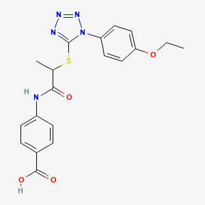 molecular formula C19H19N5O4S B2510461 4-(2-((1-(4-ethoxyphenyl)-1H-tetrazol-5-yl)thio)propanamido)benzoic acid CAS No. 887348-75-6