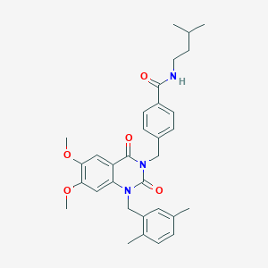 molecular formula C32H37N3O5 B2510484 4-((1-(2,5-二甲基苄基)-6,7-二甲氧基-2,4-二氧代-1,2-二氢喹唑啉-3(4H)-基)甲基)-N-异戊基苯甲酰胺 CAS No. 1189975-93-6