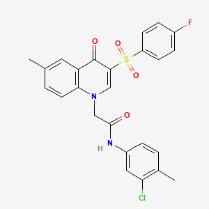 molecular formula C25H20ClFN2O4S B2510487 N-(3-chloro-4-methylphenyl)-2-[3-(4-fluorobenzenesulfonyl)-6-methyl-4-oxo-1,4-dihydroquinolin-1-yl]acetamide CAS No. 866808-64-2