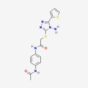 molecular formula C16H16N6O2S2 B2510490 2-{[4-amino-5-(thiophen-2-yl)-4H-1,2,4-triazol-3-yl]sulfanyl}-N-(4-acetamidophenyl)acetamide CAS No. 898447-21-7