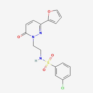 molecular formula C16H14ClN3O4S B2510491 3-chloro-N-(2-(3-(furan-2-yl)-6-oxopyridazin-1(6H)-yl)ethyl)benzenesulfonamide CAS No. 946344-40-7