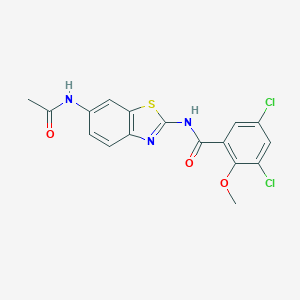 N-[6-(acetylamino)-1,3-benzothiazol-2-yl]-3,5-dichloro-2-methoxybenzamide