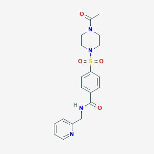 molecular formula C19H22N4O4S B2510502 {4-[(4-acetylpiperazinyl)sulfonyl]phenyl}-N-(2-pyridylmethyl)carboxamide CAS No. 919019-06-0