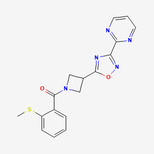 molecular formula C17H15N5O2S B2510503 2-(5-{1-[2-(methylsulfanyl)benzoyl]azetidin-3-yl}-1,2,4-oxadiazol-3-yl)pyrimidine CAS No. 1331269-81-8