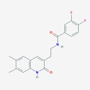 N-[2-(6,7-dimethyl-2-oxo-1H-quinolin-3-yl)ethyl]-3,4-difluorobenzamide