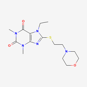 molecular formula C15H23N5O3S B2510515 7-ethyl-1,3-dimethyl-8-((2-morpholinoethyl)thio)-1H-purine-2,6(3H,7H)-dione CAS No. 335403-30-0