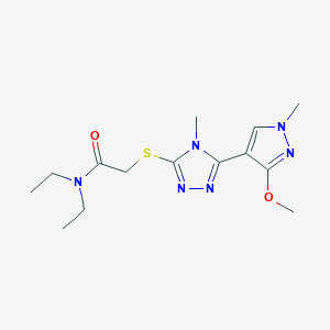 molecular formula C14H22N6O2S B2510516 N,N-diethyl-2-((5-(3-methoxy-1-methyl-1H-pyrazol-4-yl)-4-methyl-4H-1,2,4-triazol-3-yl)thio)acetamide CAS No. 1014072-31-1
