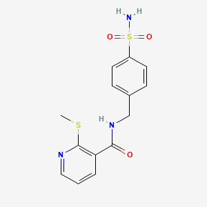 molecular formula C14H15N3O3S2 B2510519 2-methylsulfanyl-N-[(4-sulfamoylphenyl)methyl]pyridine-3-carboxamide CAS No. 794544-41-5
