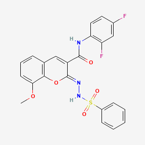 (2Z)-2-(benzenesulfonylhydrazinylidene)-N-(2,4-difluorophenyl)-8-methoxychromene-3-carboxamide