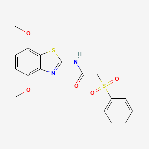 molecular formula C17H16N2O5S2 B2510529 2-(苯磺酰基)-N-(4,7-二甲氧基-1,3-苯并噻唑-2-基)乙酰胺 CAS No. 895465-78-8