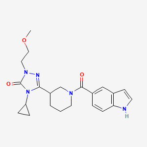 molecular formula C22H27N5O3 B2510535 3-(1-(1H-indole-5-carbonyl)piperidin-3-yl)-4-cyclopropyl-1-(2-methoxyethyl)-1H-1,2,4-triazol-5(4H)-one CAS No. 2191213-62-2