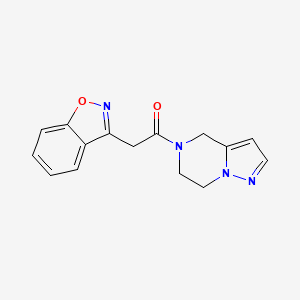 molecular formula C15H14N4O2 B2510537 2-(1,2-苯并恶唑-3-基)-1-{4H,5H,6H,7H-吡唑并[1,5-a]吡嗪-5-基}乙烷-1-酮 CAS No. 2034544-54-0