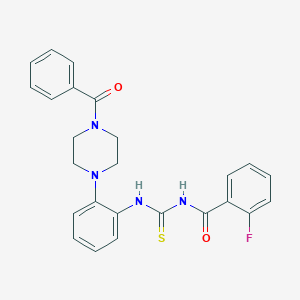 molecular formula C25H23FN4O2S B251054 N-[2-(4-benzoyl-1-piperazinyl)phenyl]-N'-(2-fluorobenzoyl)thiourea 