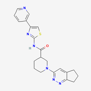 molecular formula C21H22N6OS B2510547 1-{5H,6H,7H-环戊并[c]哒嗪-3-基}-N-[4-(吡啶-3-基)-1,3-噻唑-2-基]哌啶-3-甲酰胺 CAS No. 2097899-86-8