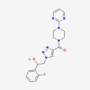 molecular formula C19H20FN7O2 B2510550 (1-(2-(2-fluorophenyl)-2-hydroxyethyl)-1H-1,2,3-triazol-4-yl)(4-(pyrimidin-2-yl)piperazin-1-yl)methanone CAS No. 2034392-86-2