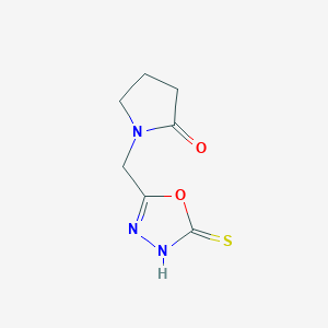 molecular formula C7H9N3O2S B2510554 1-[(5-Mercapto-1,3,4-oxadiazol-2-yl)methyl]pyrrolidin-2-one CAS No. 160758-18-9