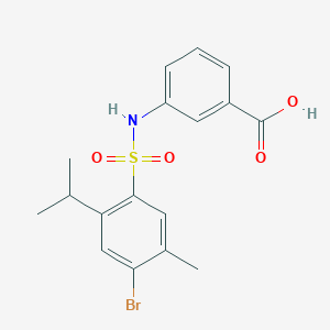 molecular formula C17H18BrNO4S B2510559 3-[4-ブロモ-5-メチル-2-(プロパン-2-イル)ベンゼンスルホンアミド]安息香酸 CAS No. 1018130-91-0