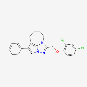 molecular formula C22H19Cl2N3O B2510562 1-[(2,4-ジクロロフェノキシ)メチル]-4-フェニル-5,6,7,8-テトラヒドロ-2,2a,8a-トリアザシクロペンタ[cd]アズレン CAS No. 307325-43-5