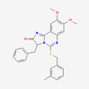 molecular formula C27H25N3O3S B2510569 3-benzyl-8,9-dimethoxy-5-[(3-methylbenzyl)sulfanyl]imidazo[1,2-c]quinazolin-2(3H)-one CAS No. 1031245-78-9