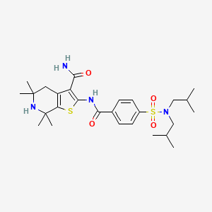 2-[[4-[Bis(2-methylpropyl)sulfamoyl]benzoyl]amino]-5,5,7,7-tetramethyl-4,6-dihydrothieno[2,3-c]pyridine-3-carboxamide