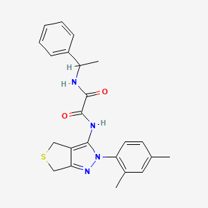 molecular formula C23H24N4O2S B2510572 N-[2-(2,4-ジメチルフェニル)-2H,4H,6H-チエノ[3,4-c]ピラゾール-3-イル]-N'-(1-フェニルエチル)エタンジアミド CAS No. 899756-20-8