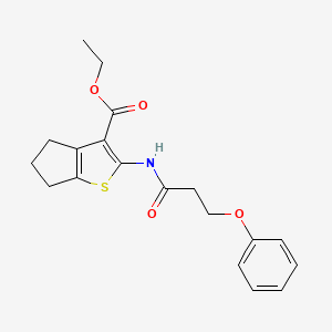 molecular formula C19H21NO4S B2510573 ethyl 2-(3-phenoxypropanamido)-5,6-dihydro-4H-cyclopenta[b]thiophene-3-carboxylate CAS No. 446838-70-6