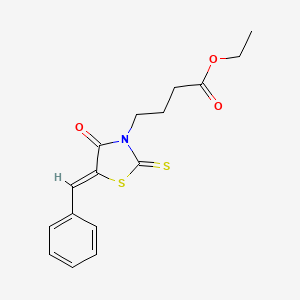 molecular formula C16H17NO3S2 B2510581 (Z)-ethyl 4-(5-benzylidene-4-oxo-2-thioxothiazolidin-3-yl)butanoate CAS No. 37008-02-9