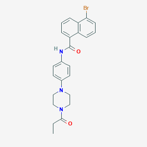 molecular formula C24H24BrN3O2 B251059 5-bromo-N-[4-(4-propanoylpiperazin-1-yl)phenyl]naphthalene-1-carboxamide 