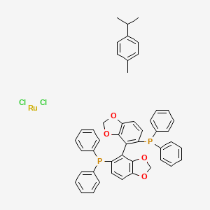 molecular formula C51H51Cl2O4P2RuS B2510590 Chloro[(R)-(+)-5,5'-bis(diphenylphosphino)-4,4'-BI-1,3-benzodioxole](P-cymene)ruthenium(II) chloride CAS No. 944451-29-0