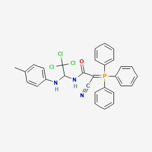 molecular formula C30H25Cl3N3OP B2510603 2-cyano-N-{2,2,2-trichloro-1-[(4-methylphenyl)amino]ethyl}-2-(triphenyl-lambda~5~-phosphanylidene)acetamide CAS No. 205379-76-6