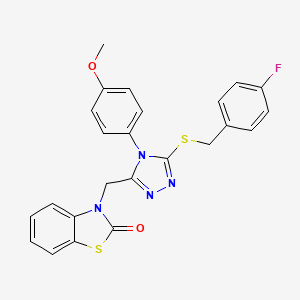 molecular formula C24H19FN4O2S2 B2510609 3-((5-((4-fluorobenzyl)thio)-4-(4-methoxyphenyl)-4H-1,2,4-triazol-3-yl)methyl)benzo[d]thiazol-2(3H)-one CAS No. 847403-27-4
